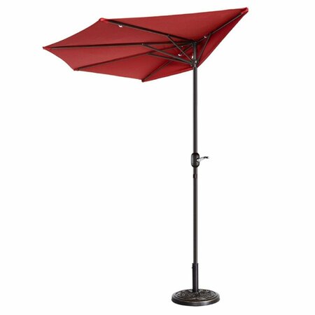 CLAUSTRO 9 ft. Outdoor Patio Half Umbrella with 5 Ribs - Red CL3242236